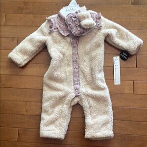 Nicole Miller Cream and Pink Footies One Piece
